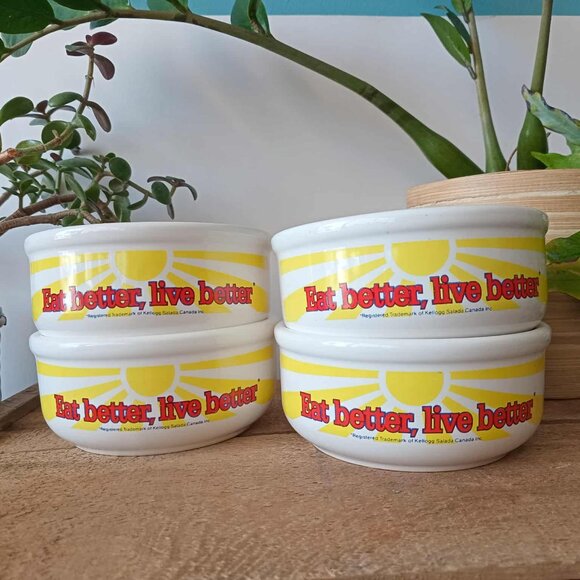 LAST CALL!  Set (4) Vintage Kellogg's Cereal Bowls, "Eat Better, Live Better" - Picture 10 of 10